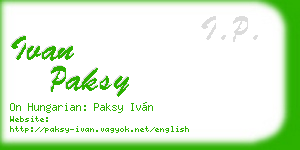 ivan paksy business card